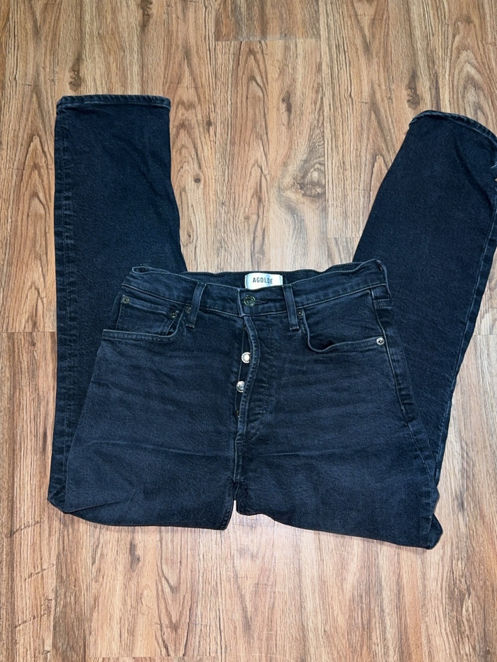 AGOLDE 90s Pinch Waist High Rise Straight Jeans - Faded Black